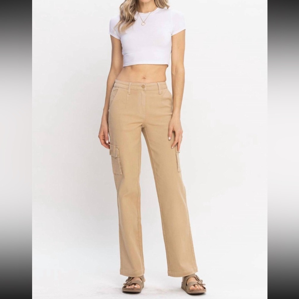 Judy Blue Cargo Straight Leg Pants in Khaki 88633 size 11/30